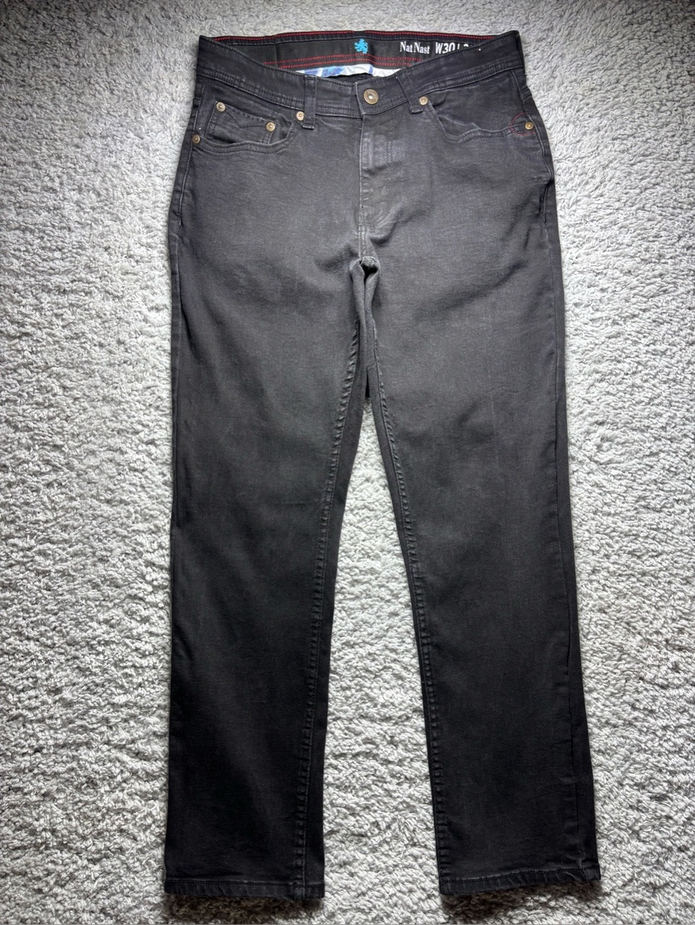 NAT NAST Jeans Mens 30 Straight Luxury Originals Black Denim Premium Flex Street